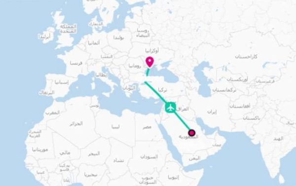كم تبعد اوكرانيا عن السعوديه بالطائره؟